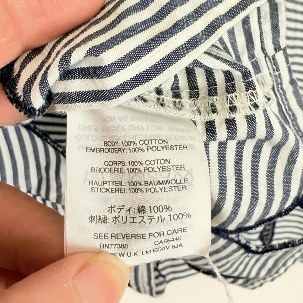 Madewell Blue White Stripe Cut Out Cropped Sleeveless Shirt Top Women's‎ 8 - Picture 6 of 6